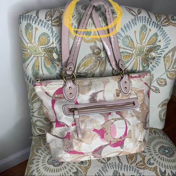 Coach 23372 POPPY Signature Hallie Tote Bag Pink - Picture 2 of 8